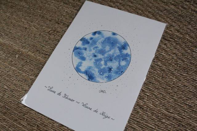 Aquarelle lune des neiges Fvrier