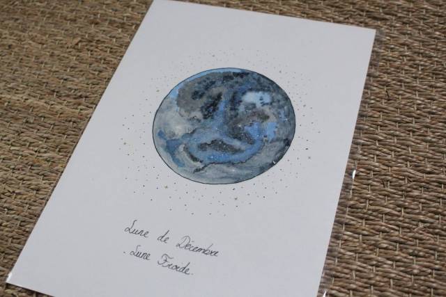 Aquarelle lune froide Dcembre